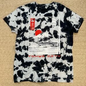 Bowery Supply Co Tokyo City Mt. Fuji Tie-Dye Graphic T Black White Mens M